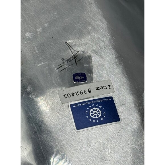 pewter oval tray bowl old town imports centerpiece Mexico signed #392401 READ - Picture 9 of 10